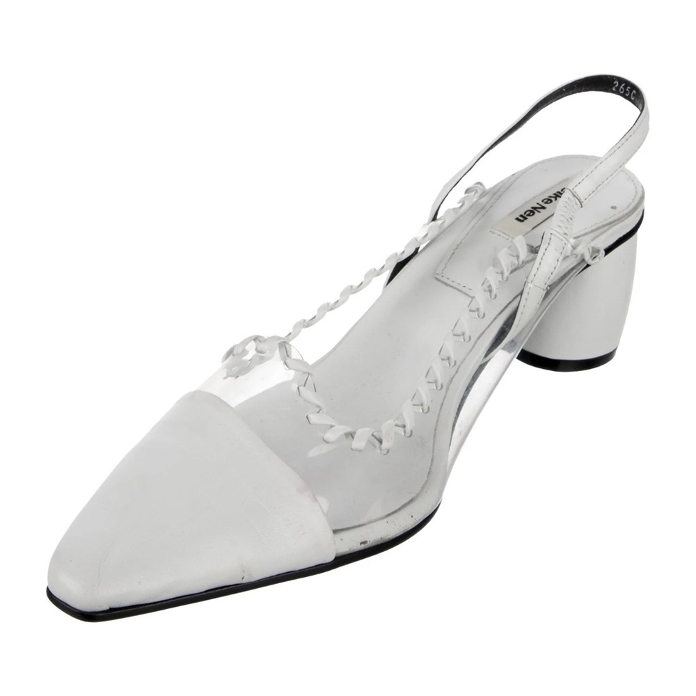 Reike Nen Chic White Slingback Heels with Transparent Panel